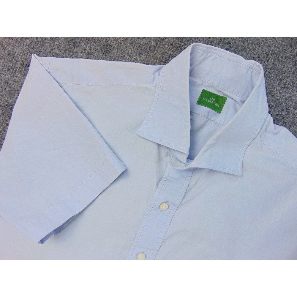 Sid Mashburn Shirt Women Small Light Blue Solid Short Sleeve Preppy Business